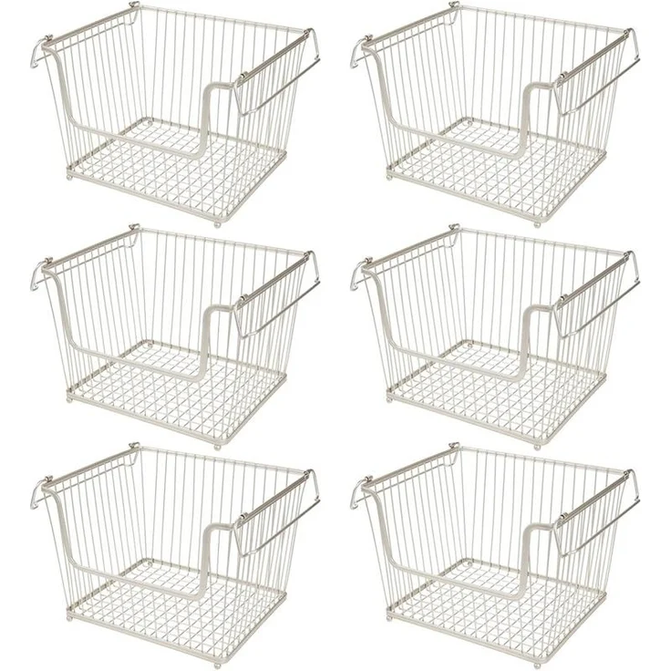 mDesign Ablagebox Gitterbox Drahtkorb Aufbewahrung 6er Set Metall Mattsilber – Bild 1
