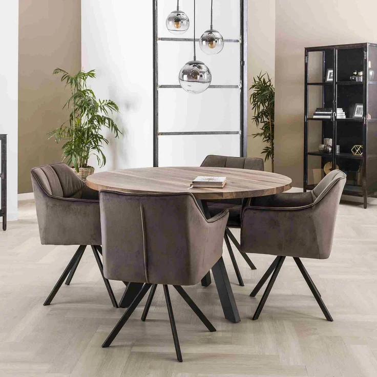 Armlehnstuhl 2er-Set Spinras Samt, modern drehbar, anthrazit, komfortabel gepolstert – Bild 6