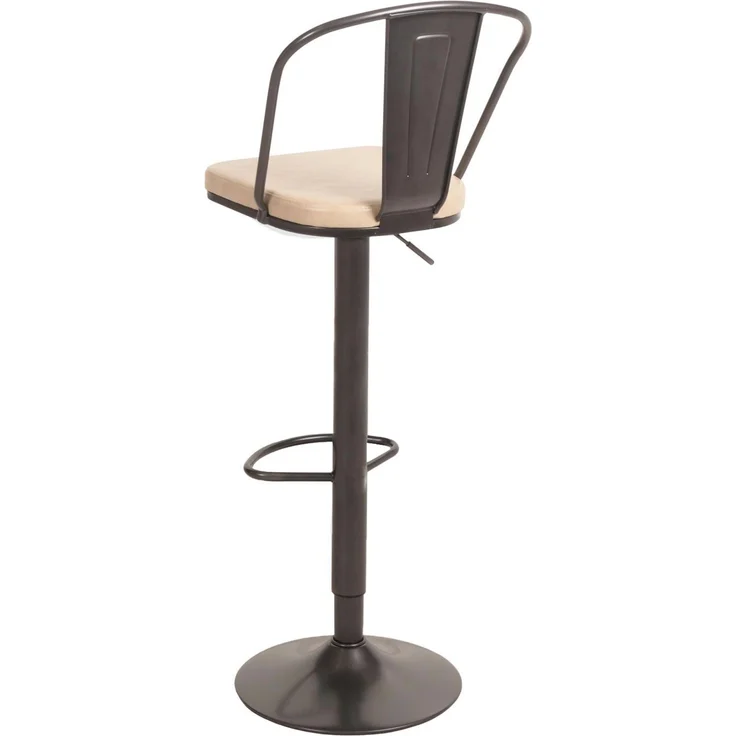 2er-Set Barhocker HWC-H10a, Tresenhocker Barstuhl, höhenverstellbar drehbar Industrial Kunstleder Metall ~ vintage beige – Bild 6