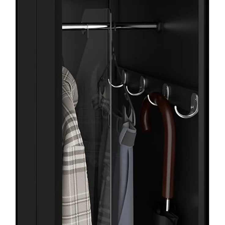 Jan Nowak Spind Schrank, Kleiderschrank, Metallschrank, Schließfachschrank | 2 Abteile mit Kleiderstange, Lüftungsschlitze, Trennwände, 4 Kleiderhaken pro Abteil | 180 cm x 60 cm x 50 cm | Schwarz – Bild 13
