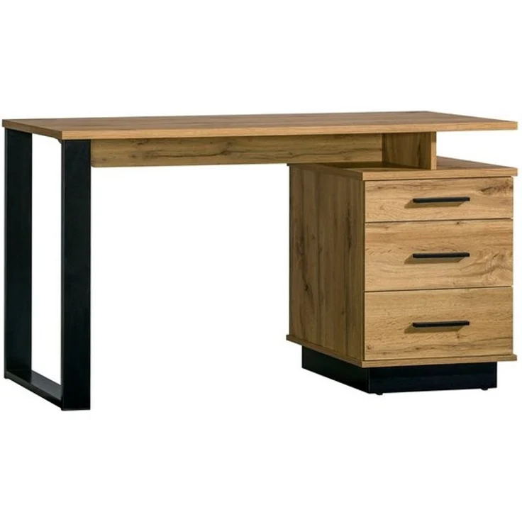 Deine Möbel 24 Schreibtisch LAMI 8 Kinderschreibtisch 135 cm mit 3 Schubladen & 2 Fächern (Stil: Loft / Industrial / Scandi, 1-St, LAMI - Kollektion), Bürotisch in Wotan Eiche & Schwarz Matt mit Metallgestell – Bild 4