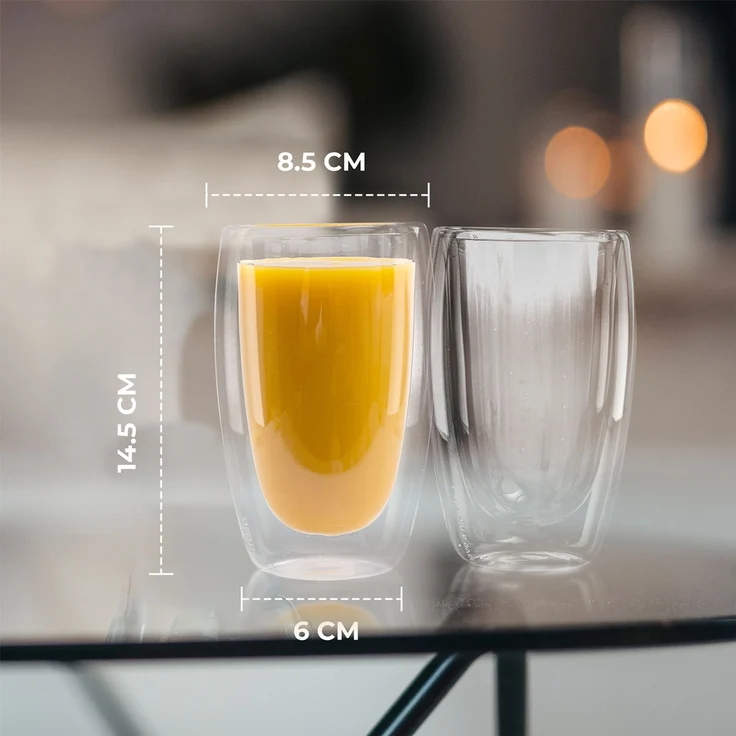 Exitoso Gläser-Set 6er-Set 450ml, Glas, Latte Macchiato Kaffee Softdrinks Bier Tee Kakao, doppelwandig – Bild 3