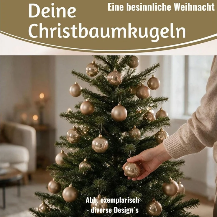 LS-LebenStil Weihnachtsbaumkugel 12 Design Weihnachtskugeln 6cm Woll-Weiß Set Kunststoff Weihnachtsbaum (12 St), Bruchsicher Christbaumschmuck Weihnachtsbaumschmuck Deko Kugeln – Bild 3