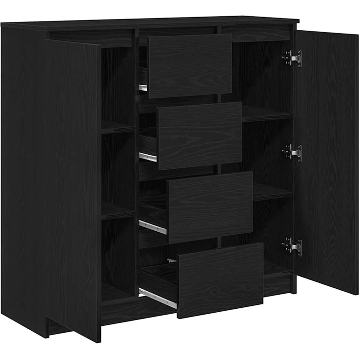 vidaXL Sideboard mit Schubladen Schwarz Eichen-Optik 100,5x35x98,5 cm 3328454 – Bild 4