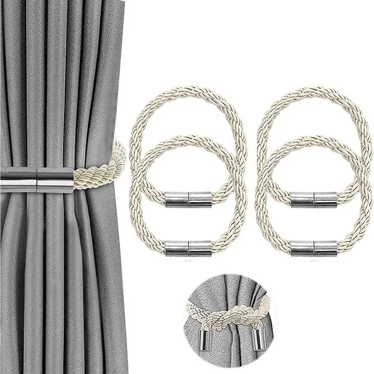 Agger Raffhalter Magnetische Vorhang Raffhalter, Raffhalter für Vorhänge mit Magnet, (4-tlg), Raffhalter für Gardinen Halterung Vorhang Halter Gardinen zubehör