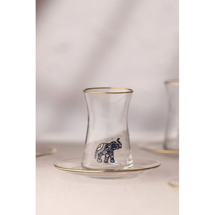 Hermia Concept 'Lucky Charm' Teegläser-Set (12-teilig), Transparent / Gold, 12,6 x 12,6 x 1,5 cm – Bild 2