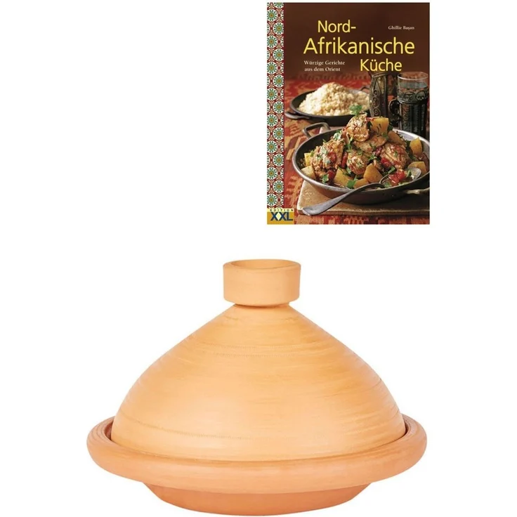 Marrakesch Orient & Mediterran Interior Dampfgartopf 2er Set ORIGINAL Tajine Tuareg Ø 27 cm + Nord-Afrikanische Küche Buch, (2-tlg), Handarbeit – Bild 5