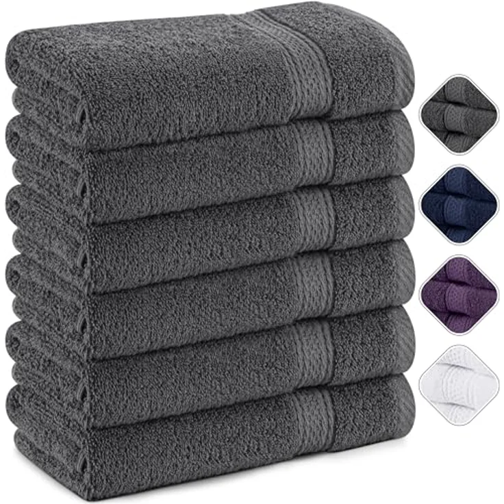 Utopia Towels Frottee Handtücher 50x100 cm, Grau, 6er Pack | Mit Aufhängeschlaufe, mittelgroße Badetücher, 100 % Baumwolle, weich und saugfähig, Handtuchset, Handtücher – Bild 1