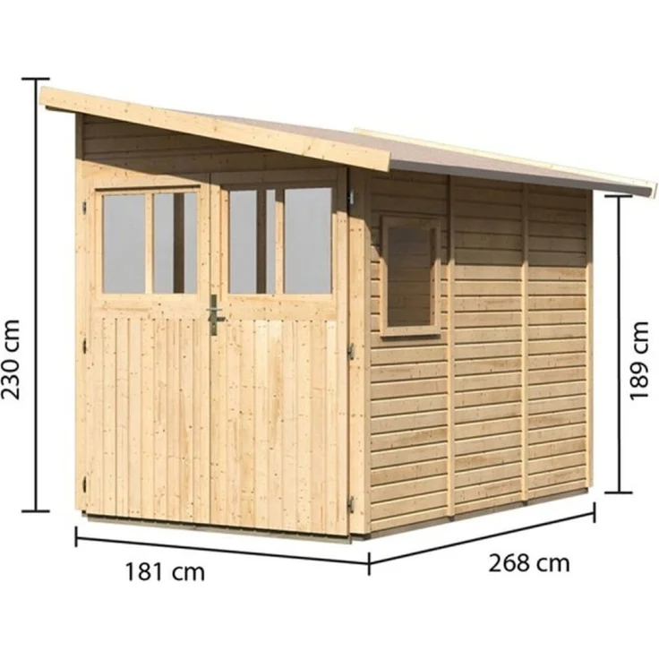 Karibu Gartenhaus Wandlitz 3 Anlehnhaus 19mm naturbelassen – Bild 3
