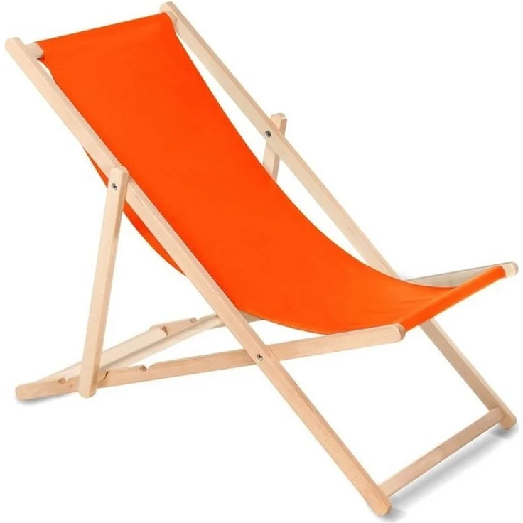 GreenBlue Liegestuhl Sonnenliege Klappbar aus Buchholz ohne Armlehne Sonnenliege Gartenliege Liege (Orange) – Bild 2