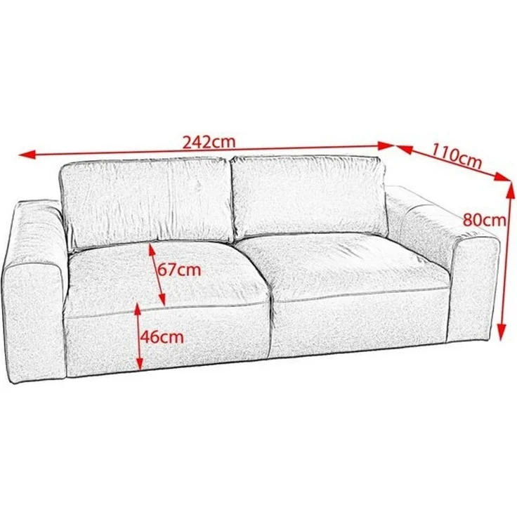 KAWOLA 3-Sitzer BODHI, Sofa Couch verschiedene Bezüge und Farben 242x110 cm – Bild 4