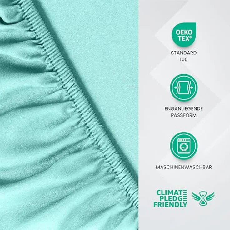 Utopia Bedding - Spannbettlaken 140x200 cm - Spa Blau - Oeko-Tex Zertifiziertes Gebürstete Mikrofaser Spannbetttuch - 35 cm Tiefe Tasche – Bild 4