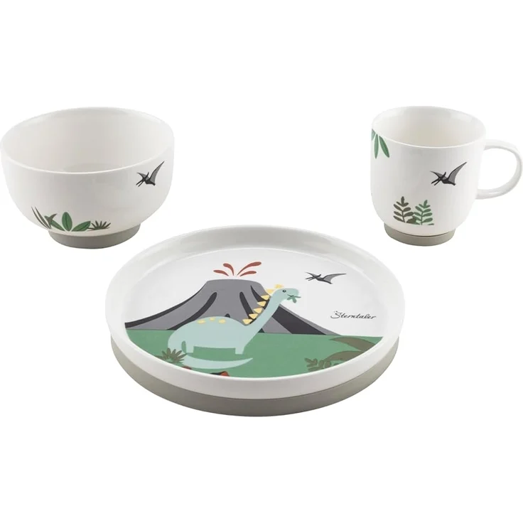 Sterntaler® Kindergeschirr-Set Dino Rexi (3-tlg), Porzellan, Silikon – Bild 2