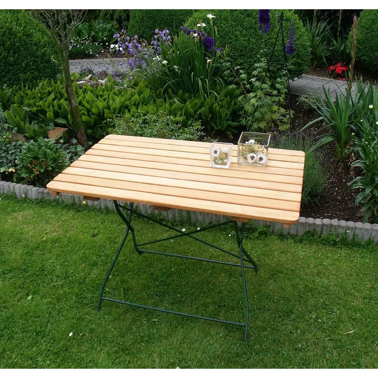 TPFGarden Klapptisch BAD BELZIG aus Robinienholz 70x110 cm, Stahlgestell in Grün pulverbeschichtet, wetterfest | Holz von höchster Qualität