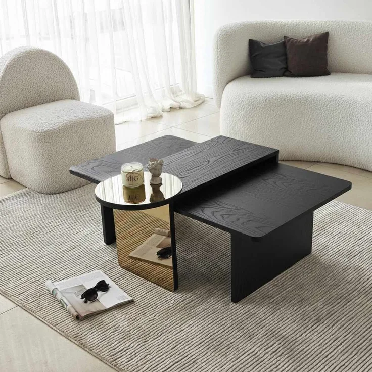 Skye Decor 'Luna 2 - Black' Couchtisch-Set, Schwarz / Bronze, 105 x 35 x 60 cm