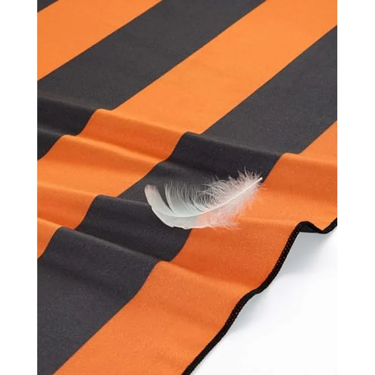 Fit-Flip Strandtuch XXL Mikrofaser, leicht und schnelltrocknend, 100% recyceltes Badetuch, orange-dunkelgrau gestreift, 200x90cm – Bild 2