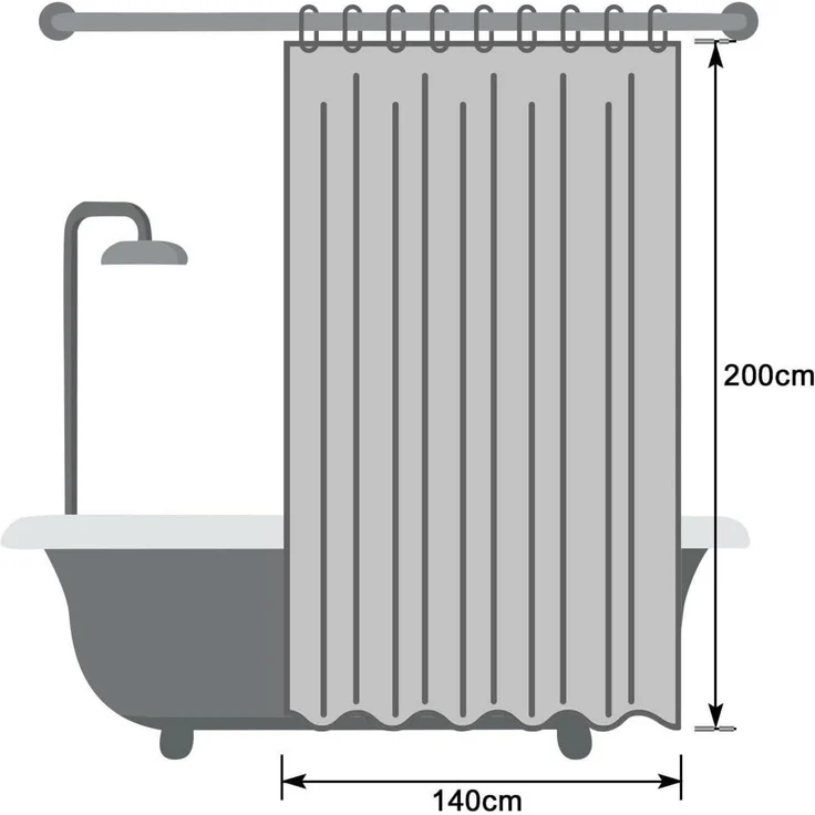 Weiß Duschvorhang 140x200 cm Textil Stoff Wasserdicht Badvorhang Anti-Schimmel – Bild 7
