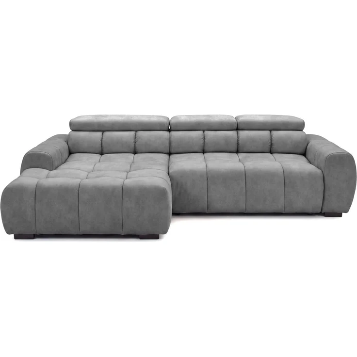 Ecksofa Schlafsofa VELUNIO RELAX in Stoff Salvador Grau Ottomane Links – Bild 5