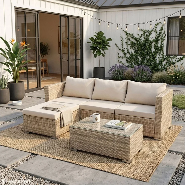 SVITA Loungeset QUEENS, (Set, 6-tlg, Garten-Lounge), modular stellbar, breite Armlehnen, mit Abdeckhaube, Beige – Bild 2