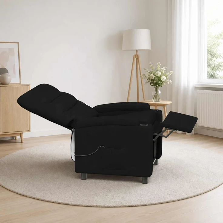 vidaXL Massagesessel mit Liegefunktion Schwarz 75 x 95 x 103 cm Stoff 42051212 – Bild 4