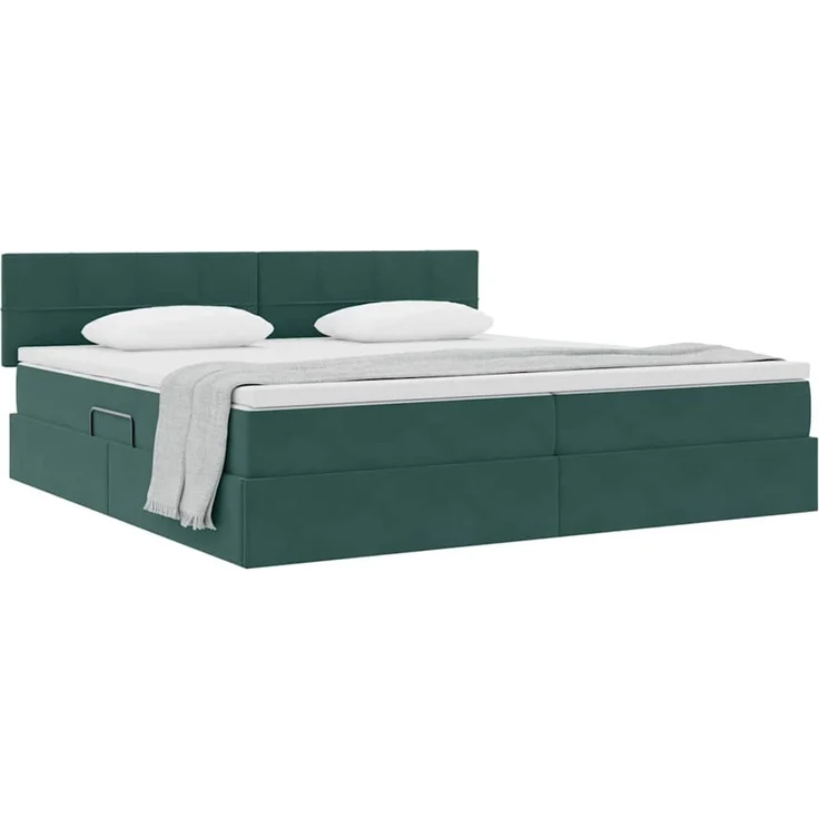 vidaXL Aufbewahrungsbett mit Kopfteil Dunkelgrün 200 x 200 cm Samt 3370782 – Bild 3
