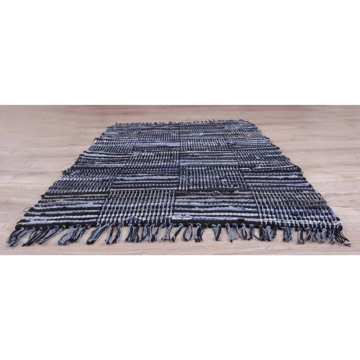 Teppich Läufer Matte Unterlage Vorleger Fußabtreter, breite Auswahl an modernen Fleckerl- und Baumwollteppichen (160x230cm / Jeans Check) – Bild 8
