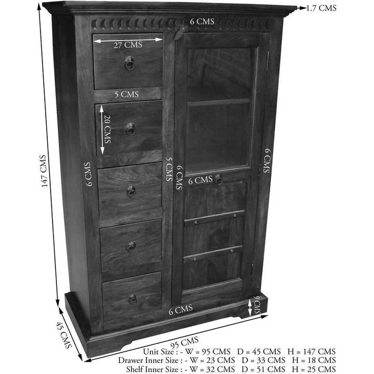 Vitrine Akazie 95x45x147 honig lackiert OXFORD #0417 – Bild 5