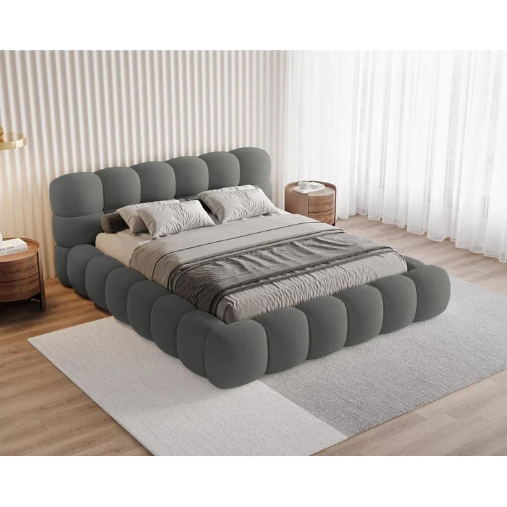 Chilly Möbel Polsterbett Stone Dunkelgrau Bouclé Stoff 200x200 cm mit Stauraum Quelle 92 – Bild 2