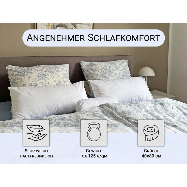 ZOLLNER Kissenbezug, (2 Stück), 40 x 80 cm, 100% Baumwolle, vom Hotelwäschespezalisten – Bild 2