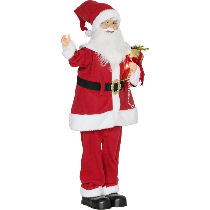 Wohnora-Weihnachtsmannfigur, stehender Weihnachtsmann, sprachgesteuert, mit blinkenden LED-Lichtern, beweglichen Armen, 120 cm, rot,H 1200cm x T 530cm x B 360cm – Bild 2