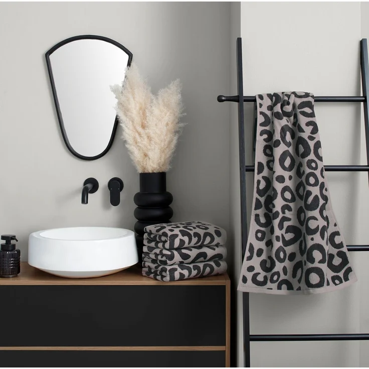 OTTO home Handtuch Set Anna Leopardenmuster, 4-tlg Handtuch-Set, 50x100cm, 100% Baumwolle, Frottiervelours (Set, 4-St), Handtücher, weich, saugstark, modern, Leo, Animal Print – Bild 2