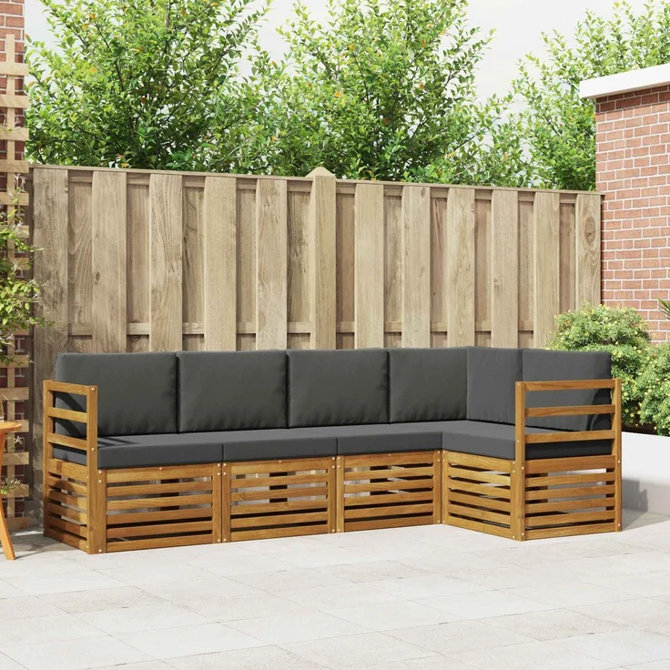 vidaXL Outdoor-Sofagarnitur 5 stk. 5-Sitzer Natur und Anthrazit 3374792 – Bild 1