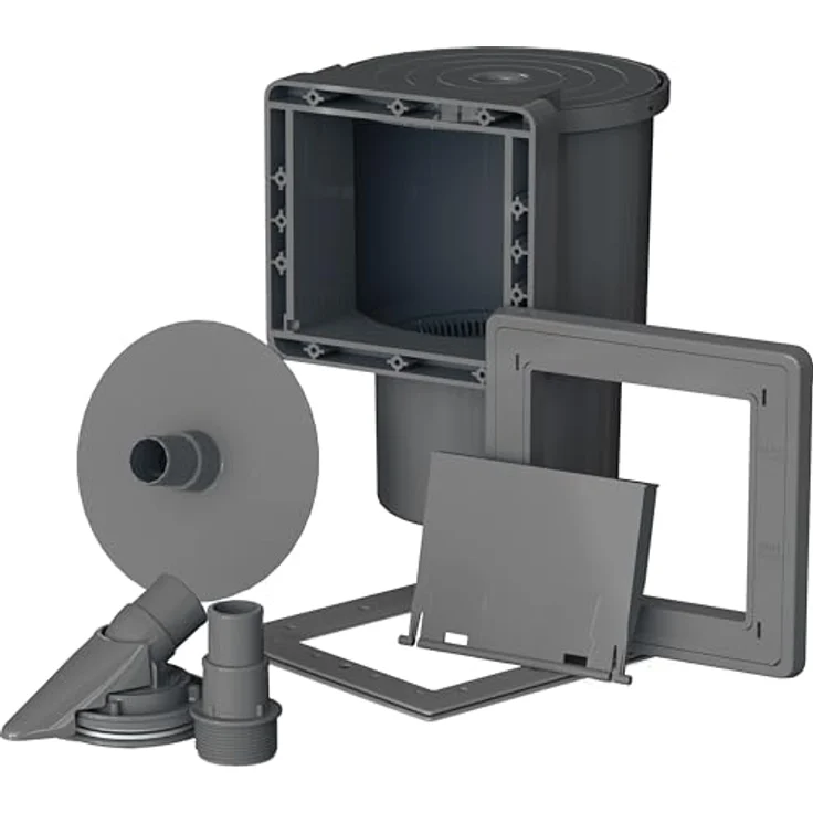 Gre AR100G - Skimmer zur Reinigung und Wasseraufbereitung von Standardpools + Einlassventil. Filtersystem für Pools, Farbe Grau, 27 x 22 x 35 cm – Bild 1