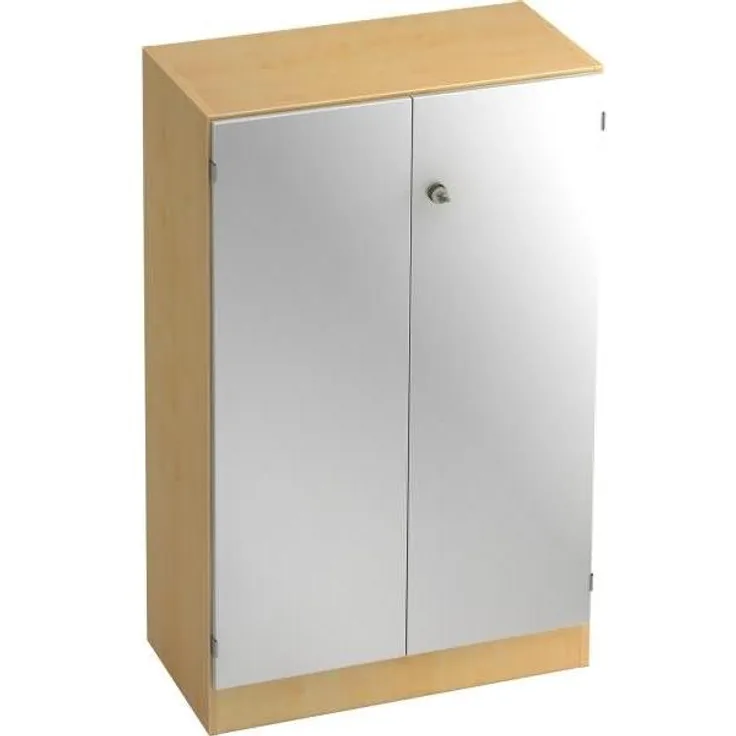 Schrank 3 Ordnerhöhen mit Sockel SG Ahorn / Silber