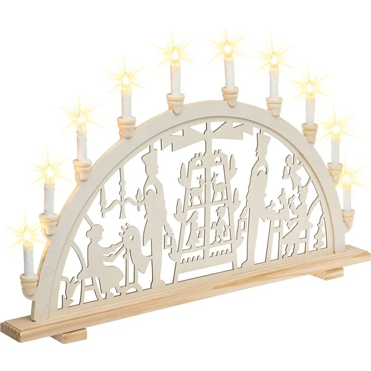 SIKORA Schwibbogen LB10-10 XXL Lichterbogen mit 10 elektrischen Kerzen Motiv GUTE STUBE, 71 cm breit - mit 10 Kerzen und klassischem Weihnachtsmotiv – Bild 3