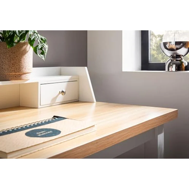 Schreibtisch 106x53x90cm Weiß mit Schublade Homeoffice Computertisch Platzsparend – Bild 5