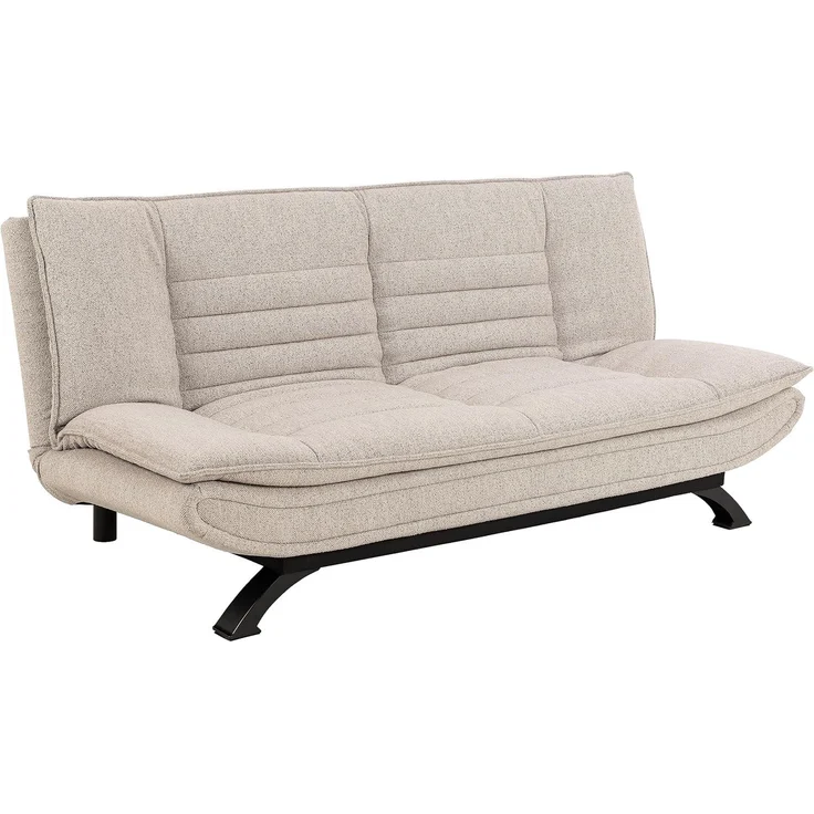 AC Design Furniture Jasper Schlafsofa in Beige, mit 3 Liegepositionen, Moderner 3-Sitzer ohne Armlehne, Gepolstertes Sofa mit Bouclé-Bezug und Schwarzen Beinen, B: 196 x H: 91 x T: 98 cm – Bild 1