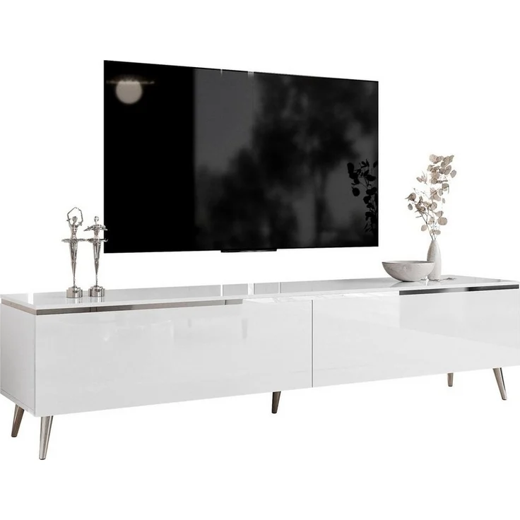 Lookway TV-Schrank AURORA SILVER auf Beinen und LED Beluchtung Breite: 180 cm – Bild 1