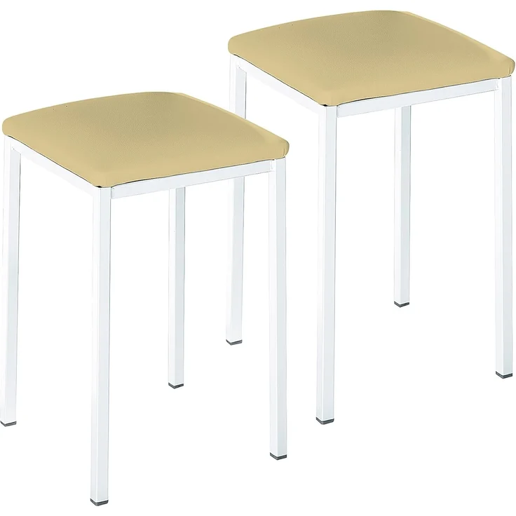 ASTIMESA Zwei Hocker für die Küche, quadratisch, Kunstleder, Beige – Bild 1