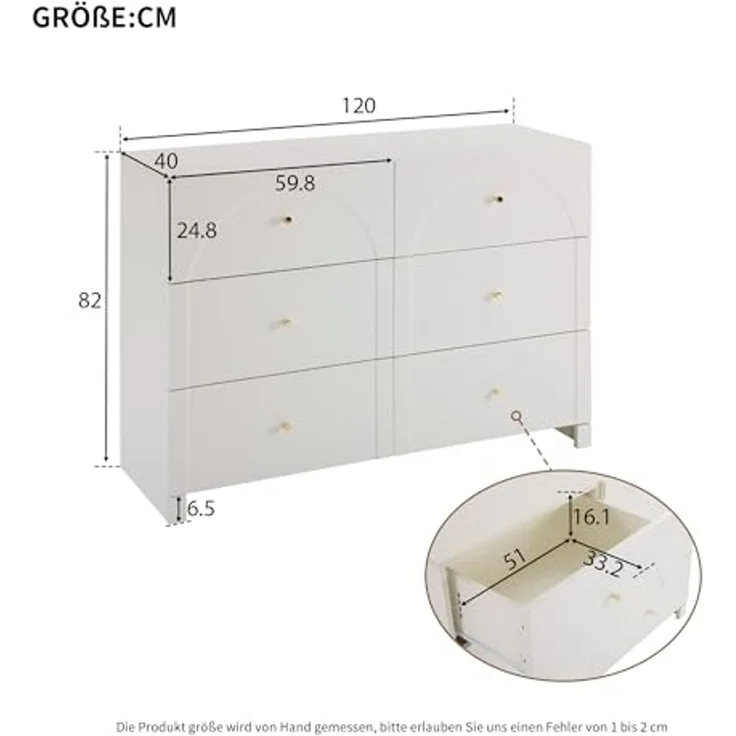 SOFTWEARY Kommode mit Schubladen (120/40/88 cm), Schubladenkommode, Mehrzweckschrank – Bild 3