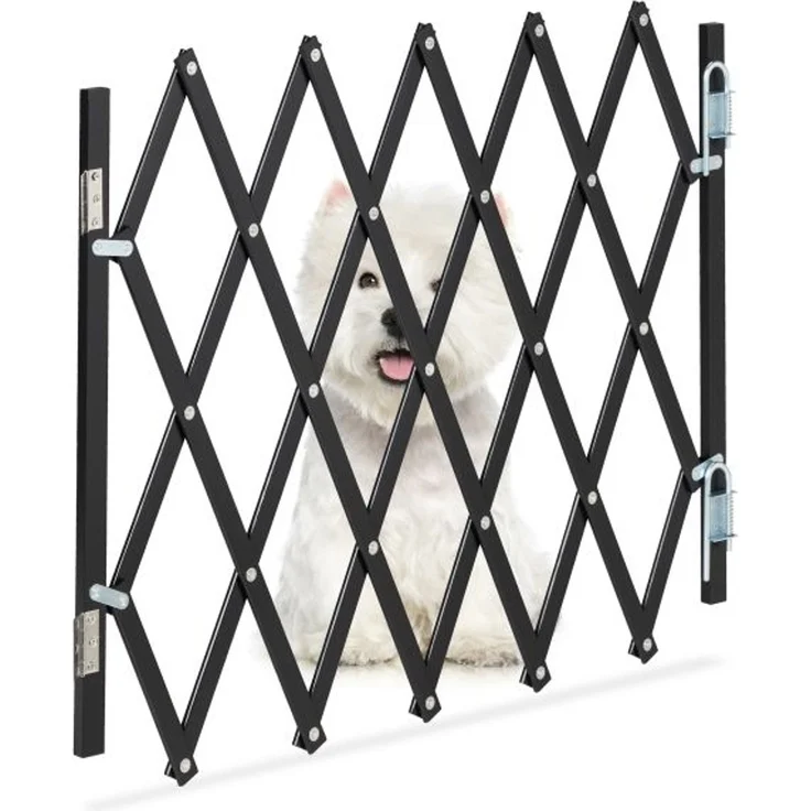 Relaxdays Ausziehbares Hundeabsperrgitter schwarz – Bild 1
