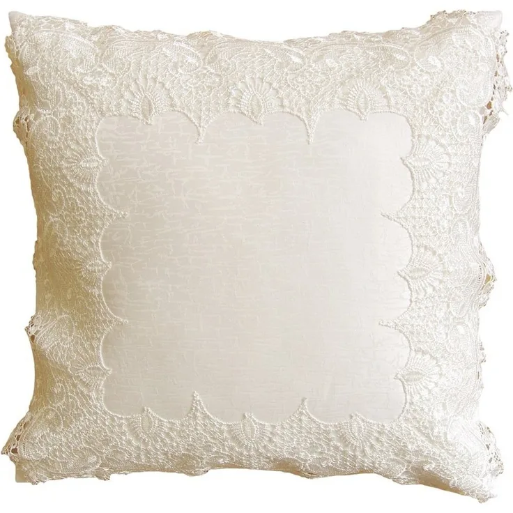 matches21 HOME & HOBBY Kissenbezüge Kissen-Bezug Blumen Spitze woll-weiß floral 40x40 cm, (1 Stück), Wohnzimmer Kissen-Hülle als Deko-Kissen Zier-Kissen Sofa-Kissen