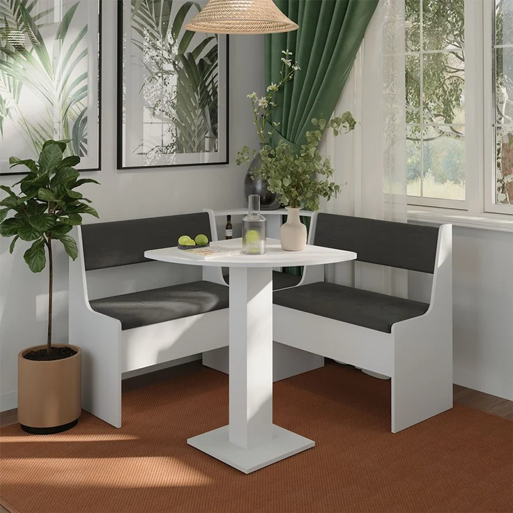 Vicco 'Roman' Eckbankgruppe mit Tisch, Weiß, 120 x 120 cm – Bild 3