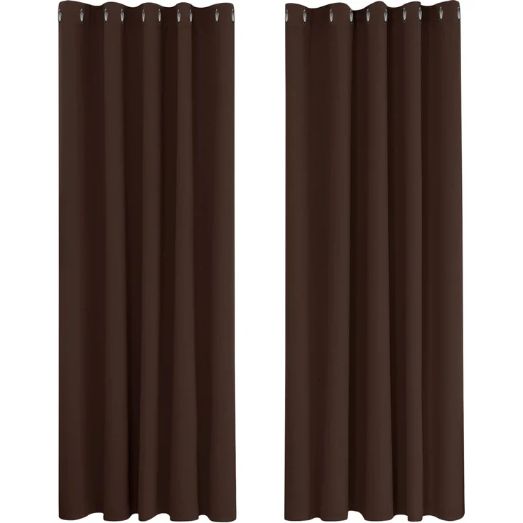 Deconovo Vorhang Verdunkelung Ösen Gardinen Wohnzimmer Gardine Blickdicht, 229x168 cm(HöhexBreite), Dunkelbraun, 2er Set – Bild 1