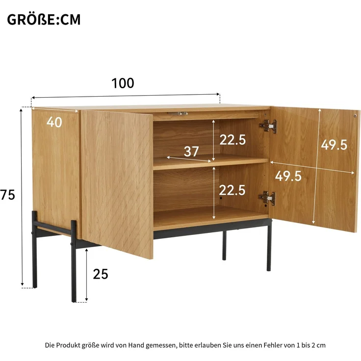 Sideboard (100/40/75 cm) Mehrzweckschrank mit Türen, Küchenschrank, Aufbewahrungsschrank – Bild 5