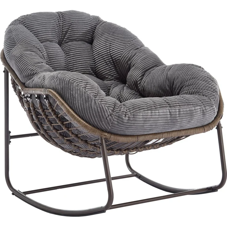 LVHOM Schaukelstuhl mit gepolstertem Kissen, Rattanstuhl mit Stahlrahmen, Lounge Sessel (Großformat B110.5cm x T94.5cm x H80cm,Dicke Kissen,160kg Tragfähigkeit, MEHRE FARBEN MEHRE OPTIONEN! Schaukelsessel umhüllendem Sitzgefühl & hoher Armlehne, 1 St),... – Bild 1