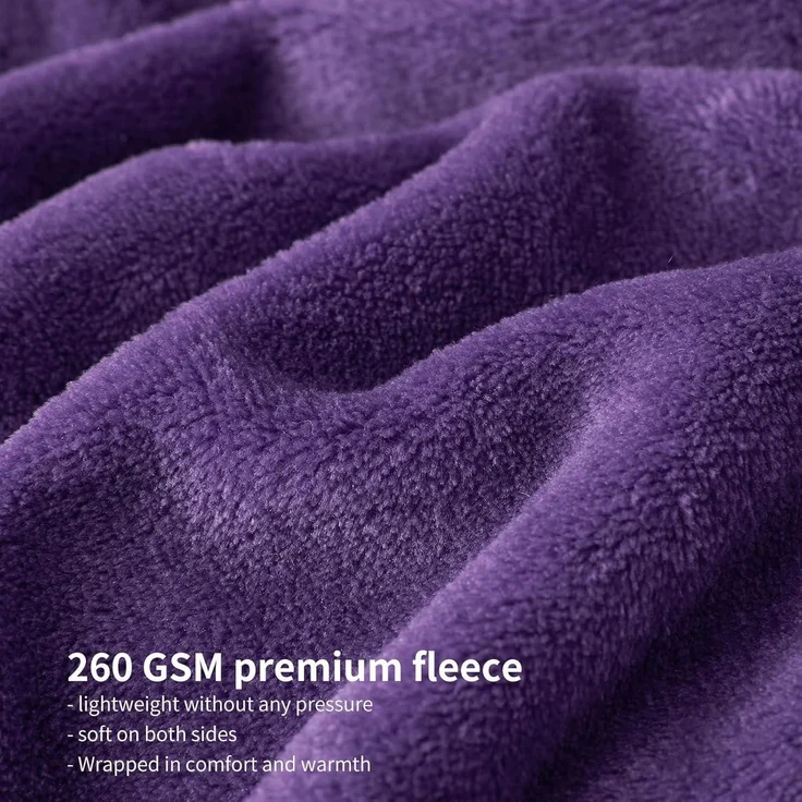 Kuscheldecke Fleecedecke Flauschig Violett 130 x 150 cm Lilafarbig – Bild 4