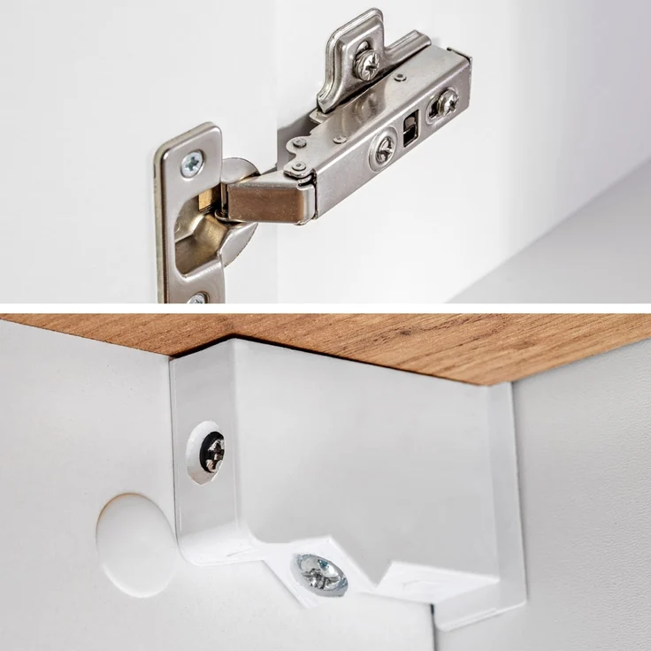 Badezimmer Unterschrank hängend LUTON-56, Hochglanz weiß mit Wotan Eiche Nb, B/H/T ca. 35/68/32 cm – Bild 5