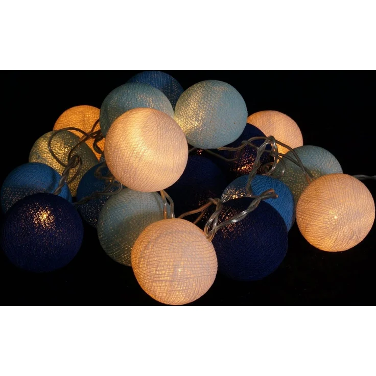 Guru-Shop LED-Lichterkette Stoff Ball Lichterkette, 20`er LED Kugel..