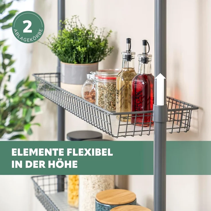 bremermann Teleskopregal 2 Körbe, 2 Ablagen, Waschmaschinenregal bis max. ca. 290 cm – Bild 4